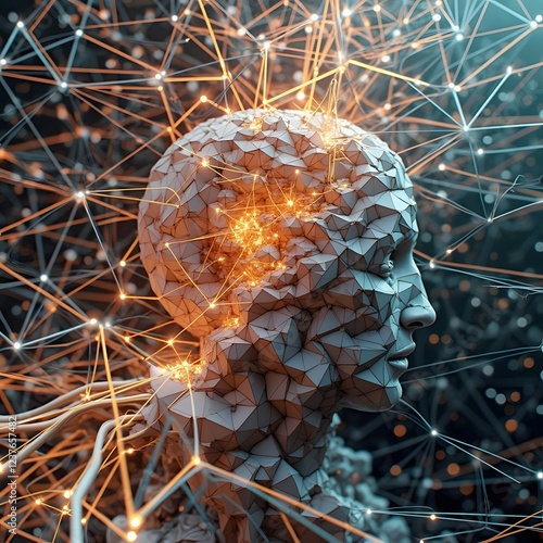 An abstract representation of consciousness, with neural patterns radiating outward in a series of interconnected, flowing lines