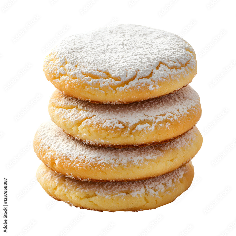 Soft Butter Cookies Dusted with Powdered Sugar Isolated on Transparent Background Soft Butter Cookies Dusted with Powdered Sugar Isolated on Transparent Background