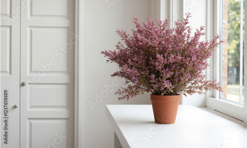 Winter Heath (Erica darleyensis) Evergreen shrub with fine, needle-like foliage and small flowers in shades of pink or purple, photo