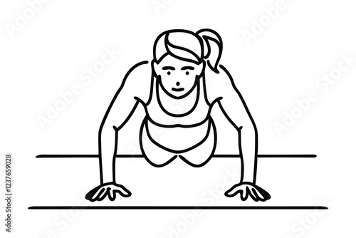  Woman traning Hand drawn line art vector illustration.