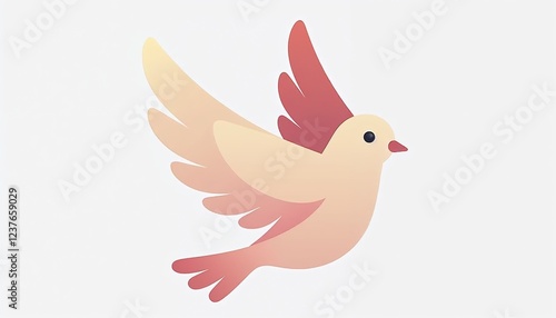 Flat illustration of a bird flying, colorful style on a light background with copy space photo