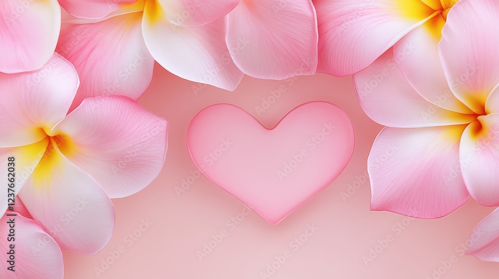 Obraz premium Pink Plumeria Flowers Frame a Delicate Heart