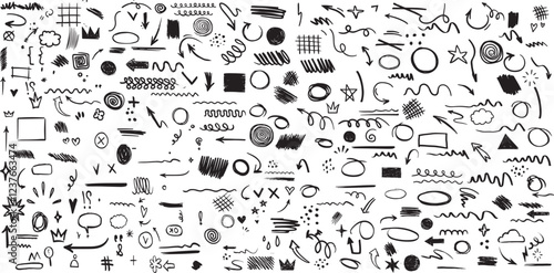 Arrow brush line chalk sketch texture brush vector set. Crayon marker scribble sketch stroke arrow element line brush hand drawn design