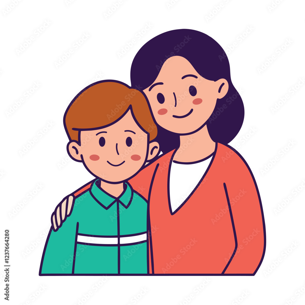 Mother and Child Family Hug Illustration Mother and Child Family Hug Illustration