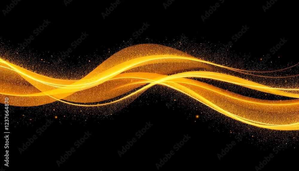 Abstract golden waves, glowing energy streams, black background, dynamic light trails, fluid motion, vibrant orange, luminous curves, digital art, sleek design, futuristic, minimalist, smooth gradient Abstract golden waves, glowing energy streams, black background, dynamic light trails, fluid motion, vibrant orange, luminous curves, digital art, sleek design, futuristic, minimalist, smooth gradient
