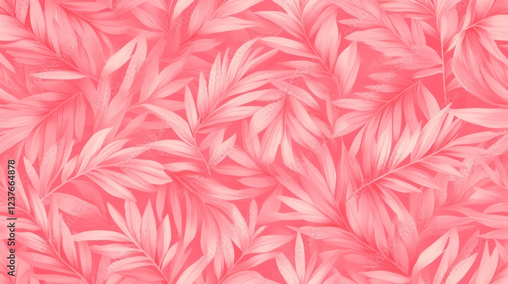 Pink Tropical Leaf Pattern Seamless Design Pink Tropical Leaf Pattern Seamless Design