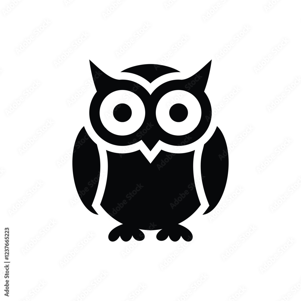 Obraz premium Black owl silhouettes vector icon.
