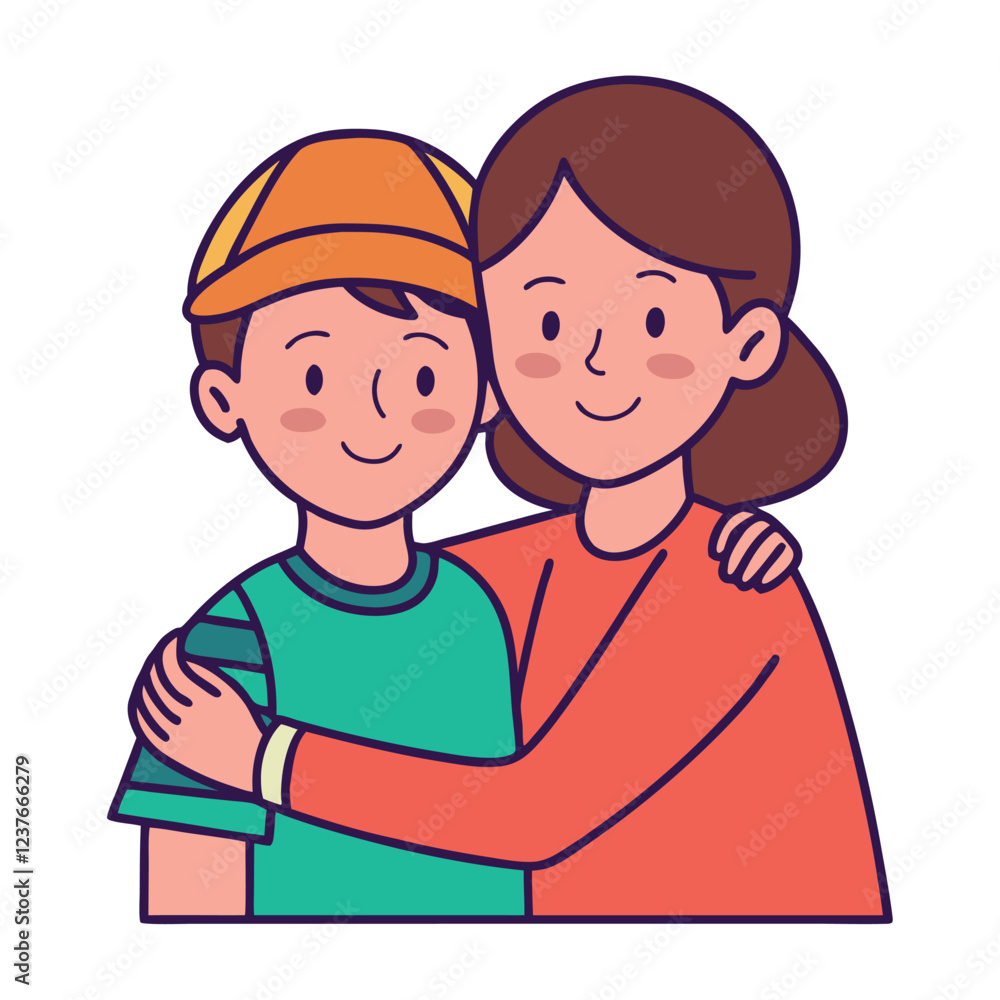 Mother and boy in Love warm hug Illustration Mother and boy in Love warm hug Illustration