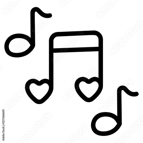 Valentine music Line Icon