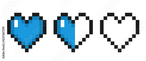 blue heart love pixel 8bit graphic design, vector illustration