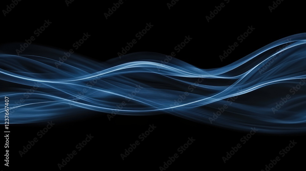 Modern wavy blue line pattern creating a stylish, flowing texture on a dark background. Modern wavy blue line pattern creating a stylish, flowing texture on a dark background.
