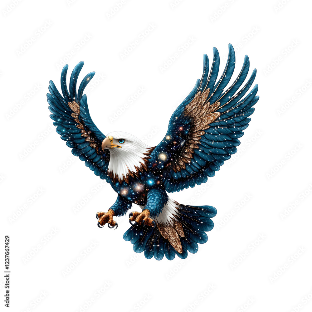 Obraz premium Celestial Eagle A Cosmic Bird of Prey in Flight