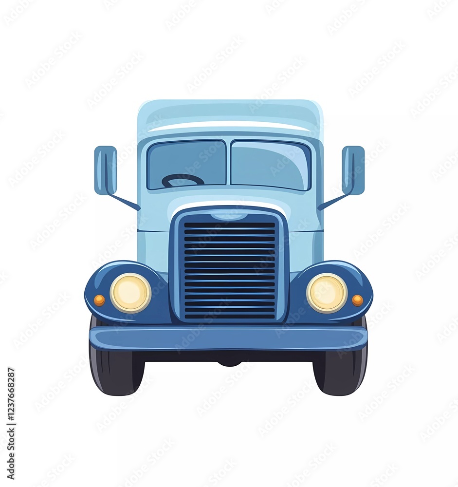 Blue truck icon on a white background, in a flat style. Vector illustration, logo design, simple and minimal. Blue truck icon on a white background, in a flat style. Vector illustration, logo design, simple and minimal.