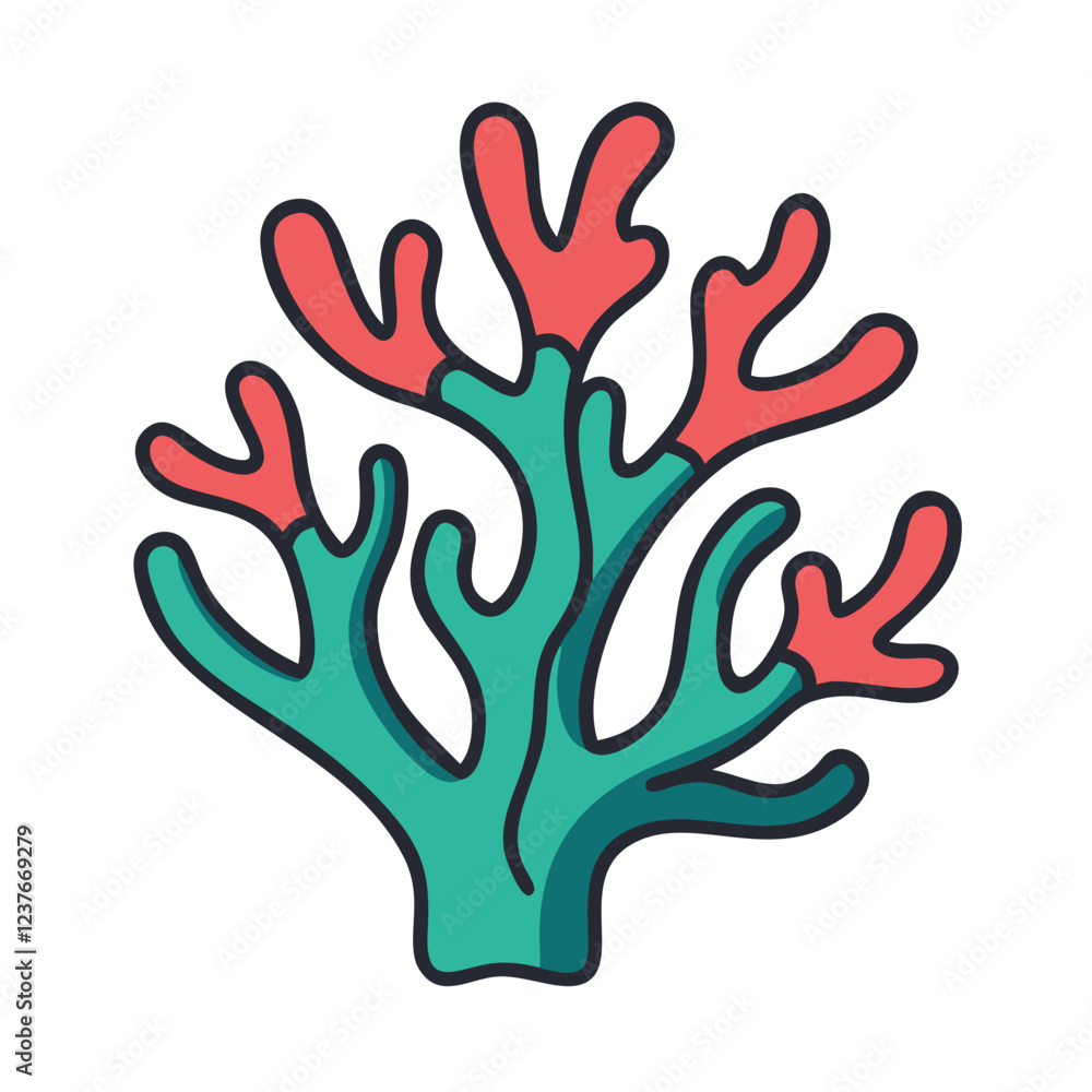 Obraz premium Coral reef icon in flat style
