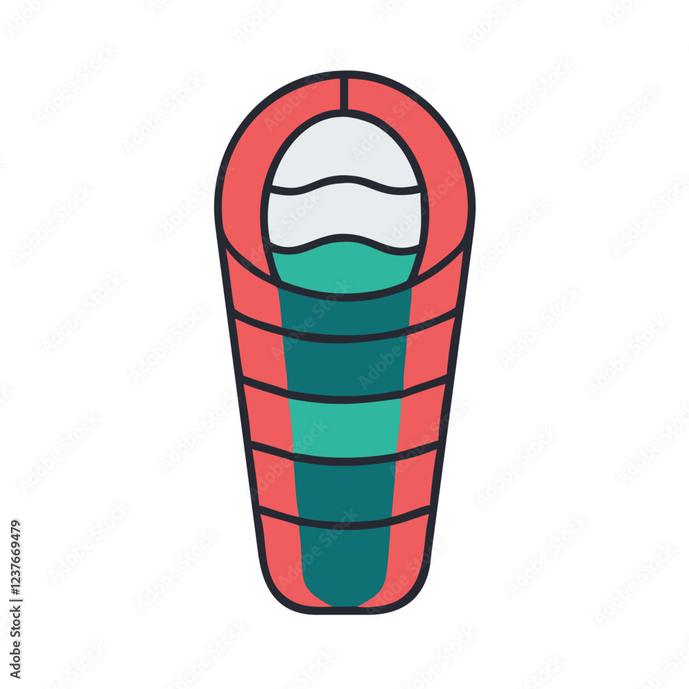 Sleeping bag icon in flat style Sleeping bag icon in flat style