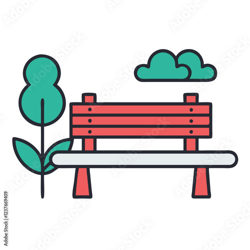 Park bench icon in flat style