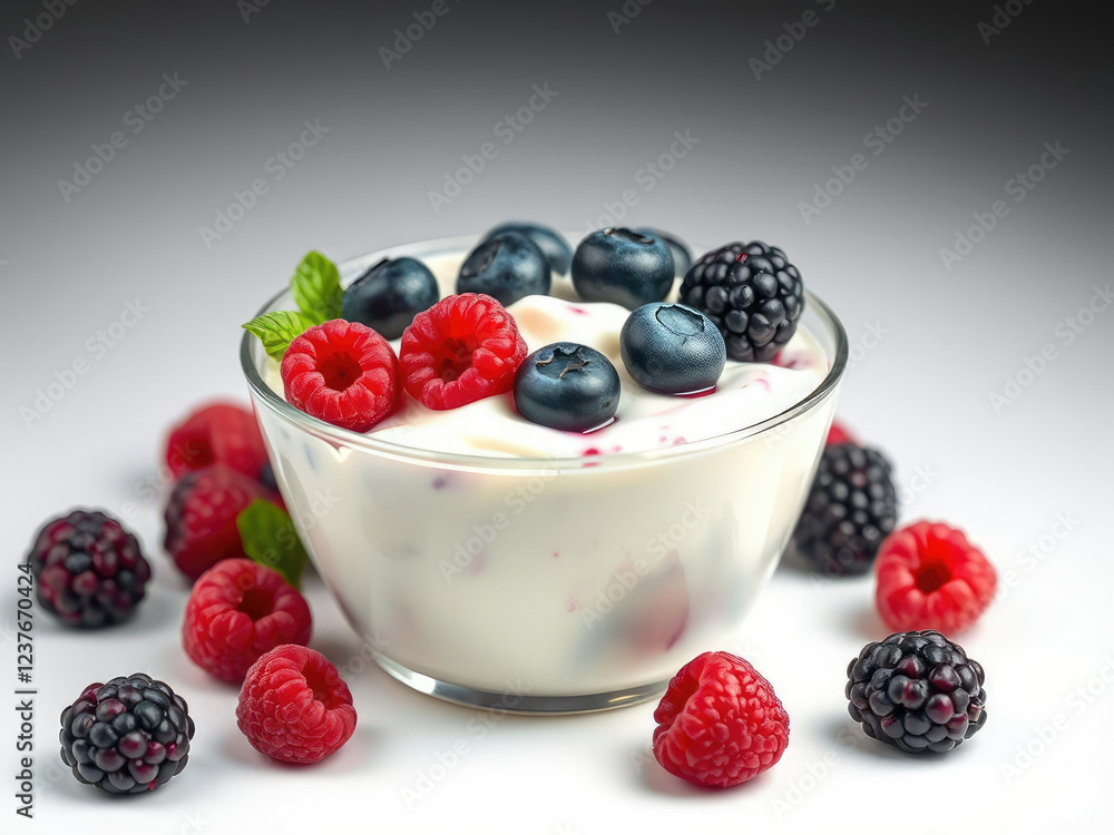 Mouthwatering yogurt blend with a heap of ripe blueberries, raspberries, and blackberries, healthy lifestyle, antioxidant-rich, dessert choice, summer berries, fruit salad Mouthwatering yogurt blend with a heap of ripe blueberries, raspberries, and blackberries, healthy lifestyle, antioxidant-rich, dessert choice, summer berries, fruit salad