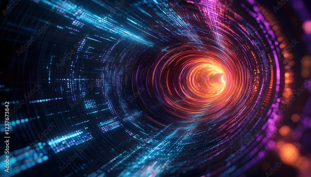 Abstract Digital Data Stream Tunnel Visualization Abstract Digital Data Stream Tunnel Visualization