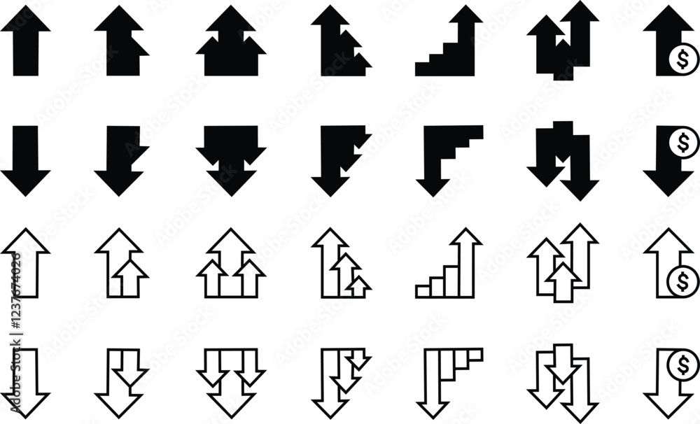 Increase and Decrease icon in flat Line set. isolated on transparent background Contains such as Arrow Chart Diagram, Finance and Economy Graph Growth Stock Market Data Traffic vector for apps or web Increase and Decrease icon in flat Line set. isolated on transparent background Contains such as Arrow Chart Diagram, Finance and Economy Graph Growth Stock Market Data Traffic vector for apps or web