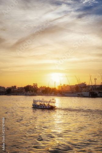 sunset over the Nile river