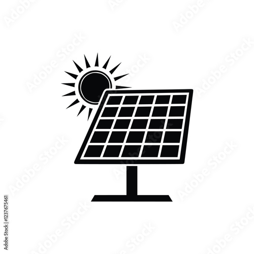 Solar panel energy with sunlight silhouette vector art illustration design template.