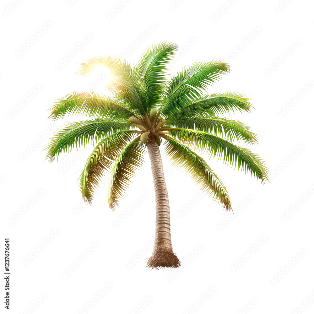 Obraz premium Lush Tropical Coconut Palm Tree Isolated on Transparent background