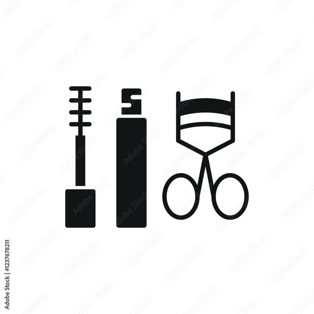 Mascara and eyelash curler set beauty salon icon in flat style, featuring an open mascara tube with a brush and a sleek eyelash curler, perfect for makeup and beauty themes.
Mascara and eyelash curler set beauty salon icon in flat style, featuring an open mascara tube with a brush and a sleek eyelash curler, perfect for makeup and beauty themes.