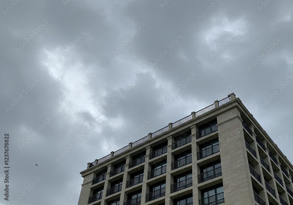 low angle view of a building against cloudy sky low angle view of a building against cloudy sky
