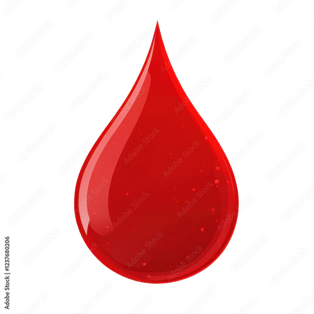 red blood drop - glossy liquid drop isolated on black