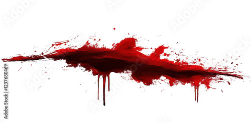 red blood splatter - dripping paint texture on white background