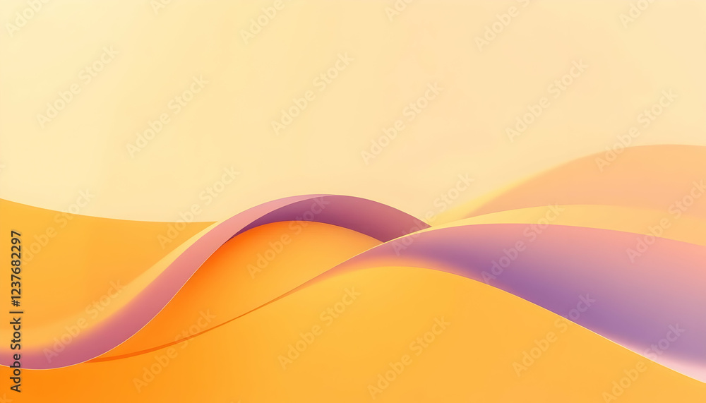 Fototapeta premium Golden waves, abstract background, flowing lines, shimmering texture, vibrant yellow, warm tones, digital art, smooth curves, dynamic composition, energetic design, luminous glow, rippling effect, met