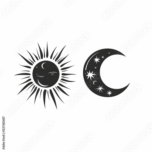 sun and moon vector