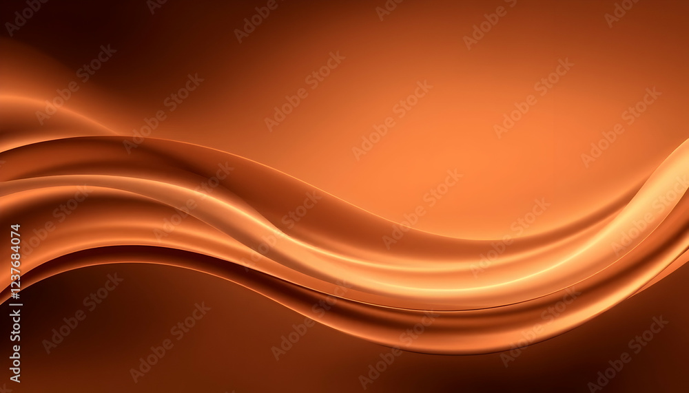 Fototapeta premium Abstract waves, golden sand dunes, smooth curves, warm orange tones, flowing lines, silky texture, desert landscape, minimalist composition, soft shadows, undulating forms, seamless transitions, surre
