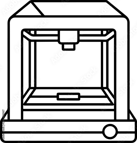 3d printer outline vector illustration line art