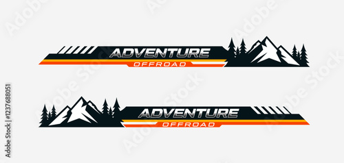 Car side sticker design. outdoor mountain concept car wrap vinyl sticker. Suitable for printing or cutting. photo