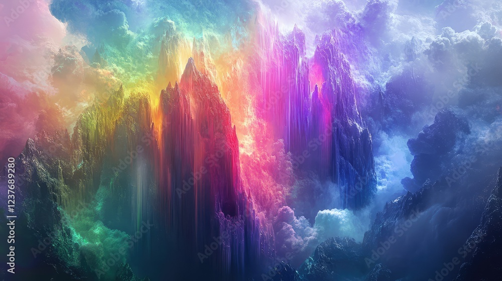 Fototapeta premium Spectral light fragments creating a dreamy, prismatic rainbow atmosphere