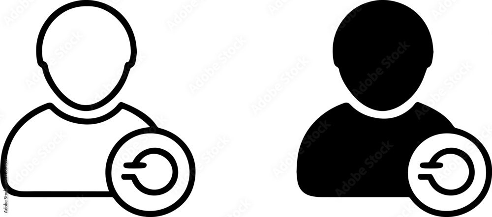 Person icon set outline and silhouette vector illustration Person icon set outline and silhouette vector illustration