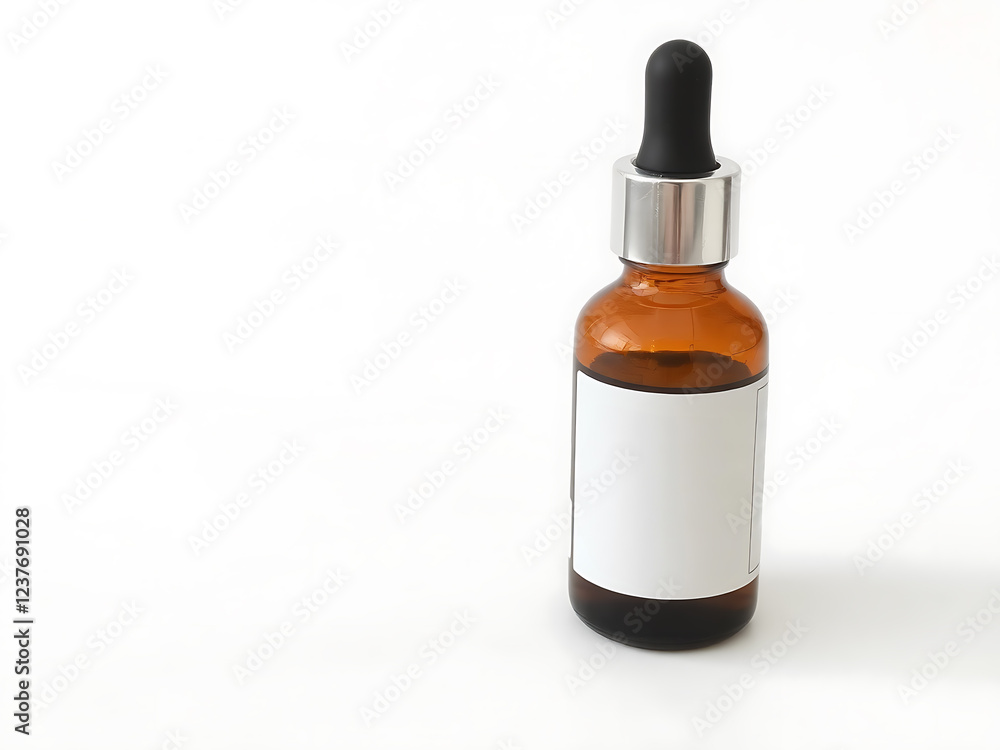 Aseptic cosmetic dropper bottle containing serum isolated on white background Aseptic cosmetic dropper bottle containing serum isolated on white background
