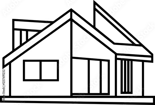 modern house design outline vector illustration line art