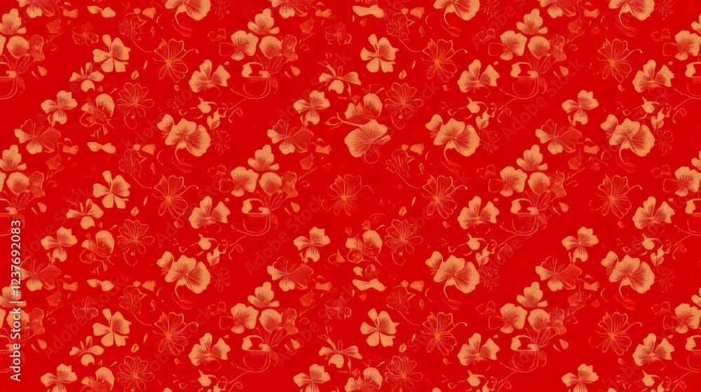 Red Floral Pattern Seamless Textile Design Red Floral Pattern Seamless Textile Design