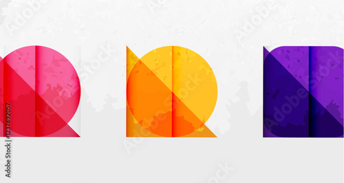Squares, circles and triangles and grainy noisy texture. Vector Illustration For Wallpaper, Banner, Background, Card, Book Illustration, landing page