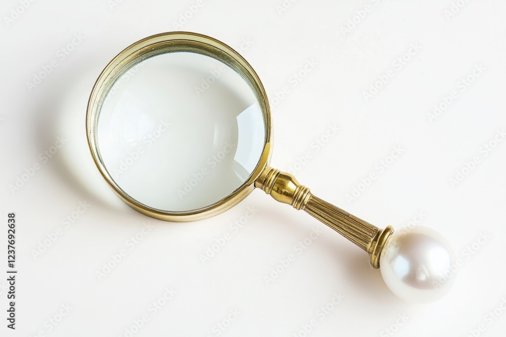 Elegant Brass Magnifying Glass with Pearl Handle Elegant Brass Magnifying Glass with Pearl Handle