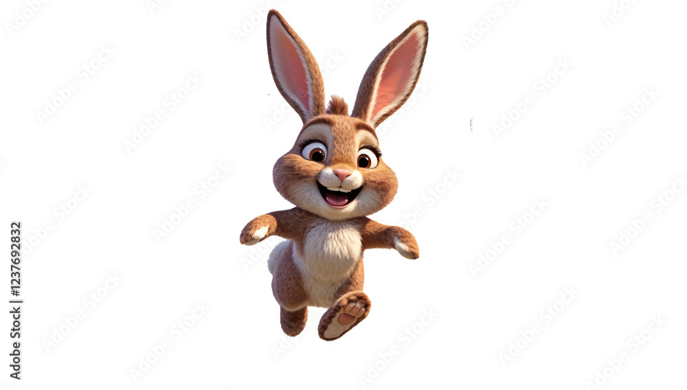 Cute cartoon Easter bunny rabbit, with big ears and a playful spring vibe, isolated on alpha channel Cute cartoon Easter bunny rabbit, with big ears and a playful spring vibe, isolated on alpha channel