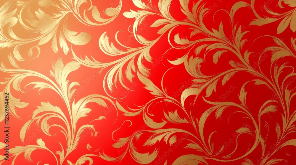 Red Gold Floral Design Festive Wallpaper Background Red Gold Floral Design Festive Wallpaper Background