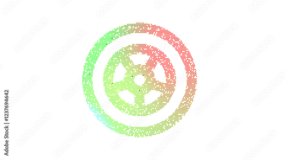 Icon tire is made up of LED square shapes. There are bright diodes and there are black dead diodes Icon tire is made up of LED square shapes. There are bright diodes and there are black dead diodes
