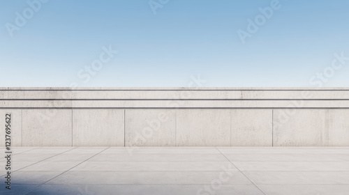 Wallpaper Mural Modern concrete retaining wall design with clear blue sky backdrop, showcasing minimalistic architecture and clean lines, perfect for construction projects Torontodigital.ca
