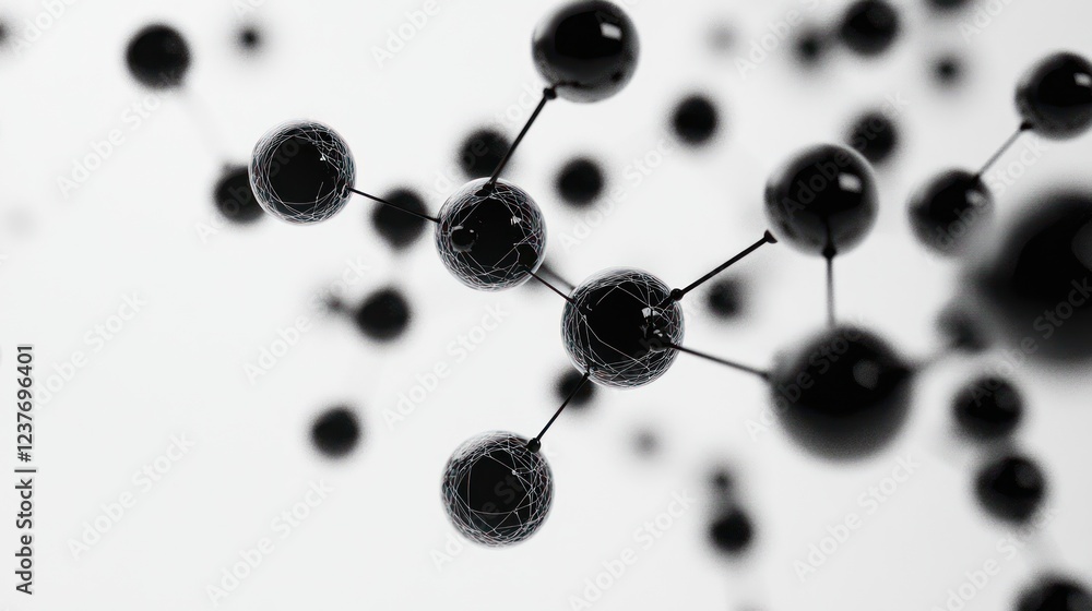 Black spheres connect, network, science background, 3D render, technology Black spheres connect, network, science background, 3D render, technology