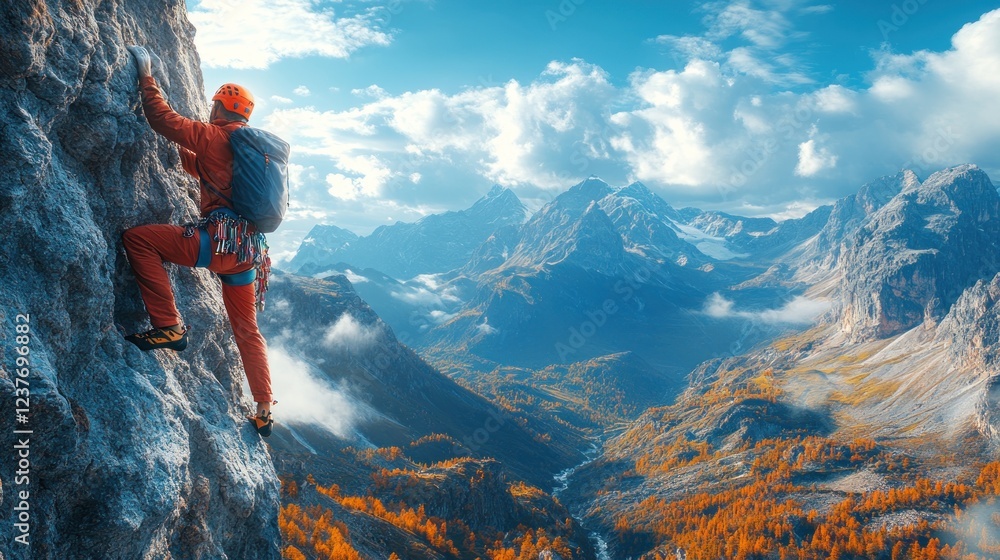 Obraz premium Epic Mountain Climbing Adventure in the Majestic Alps during Autumn