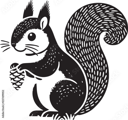 Squirrel vector in black and white