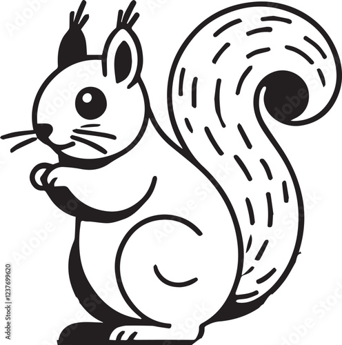 Squirrel vector in black and white